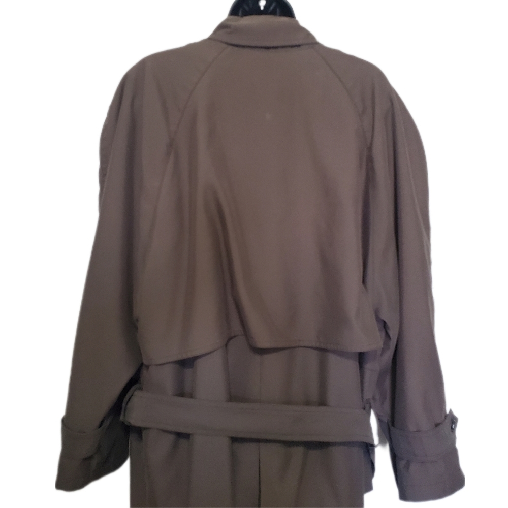 Vintage 1980s Misty Harbor Double Breasted Wool Blend Trench Coat Brown 40S - Picture 6 of 15